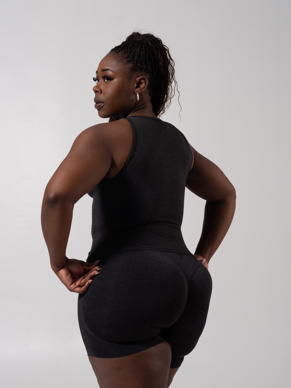 Shape Seamless Hip Tank - Heather Charcoal