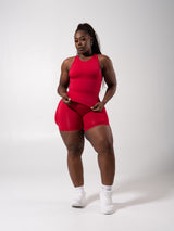Thumbnail 2 of Shape Seamless Hip Tank - Heather Lipstick Red, 2 of 9