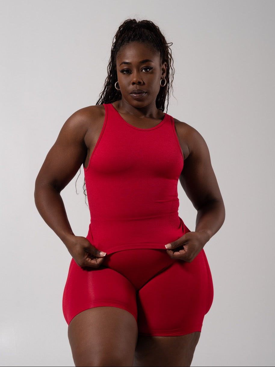 Shape Seamless Hip Tank - Heather Lipstick Red