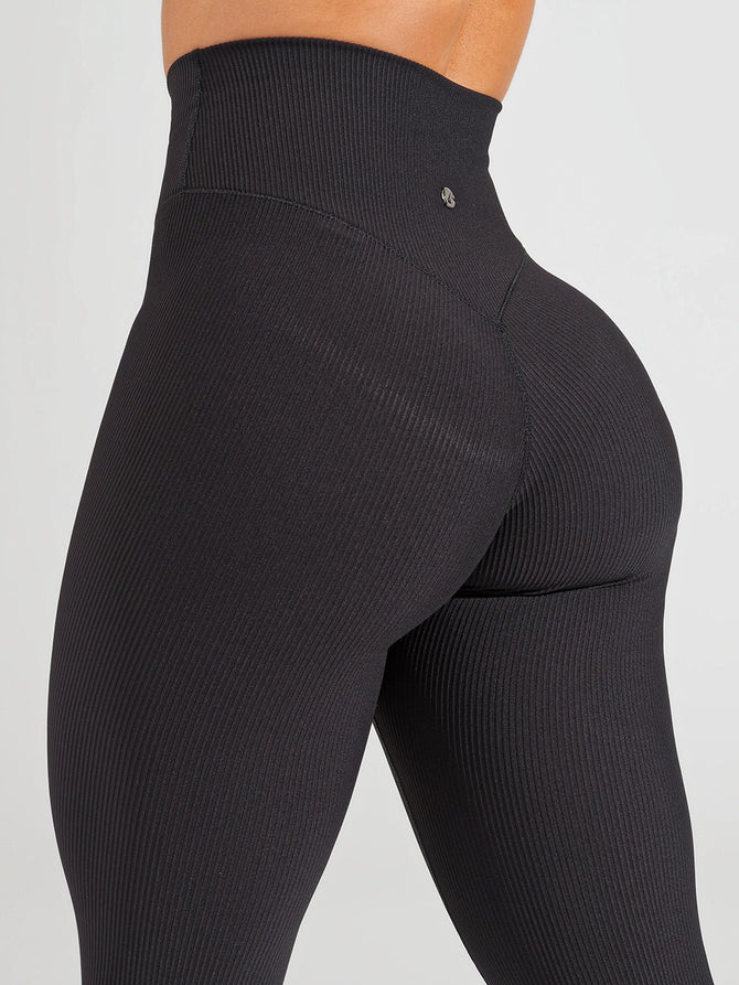 Only Play Breathable Ribbed Training leggings in Black